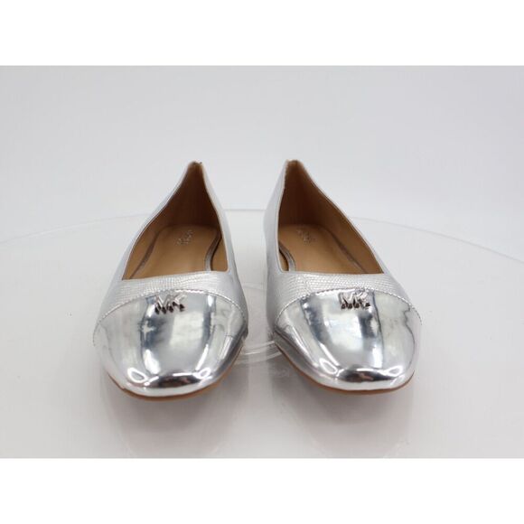 Michael Kors Honey Ballet Flats Womens 9 Silver Metallic Slip On Shoes Vegan - Picture 6 of 13